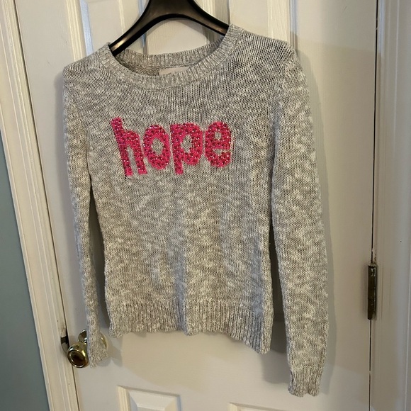 Justice gray sweater with sequined hope - Picture 1 of 3